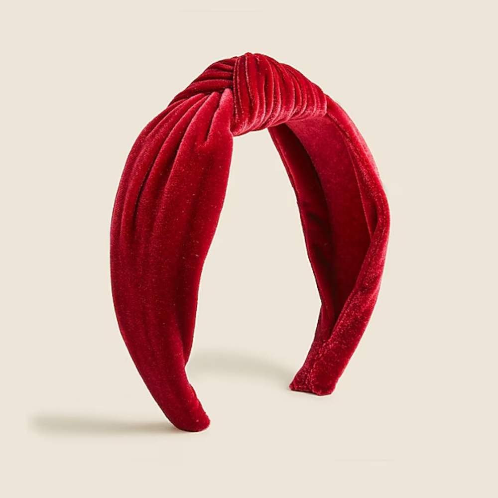 J. Crew - Velvet Knot Headband in Deep Ruby Red